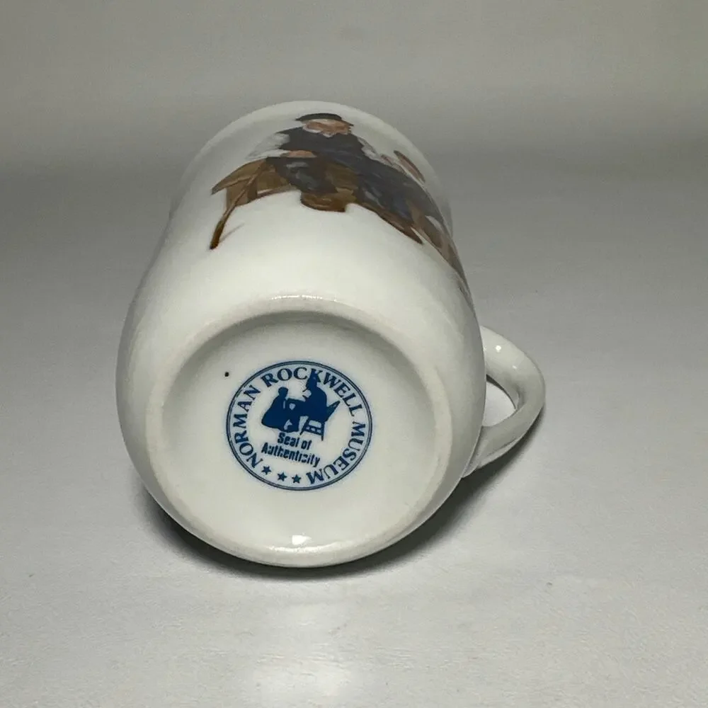 Norman Rockwell Collectible Mugs Set of 5 22K Gold Trim Vintage 1980s EUC